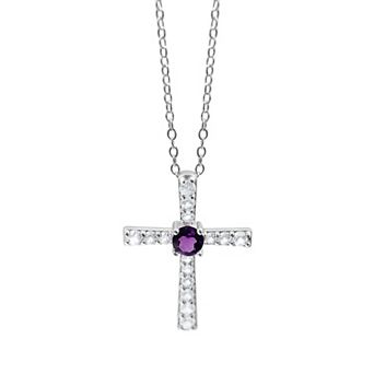 Gemstone Brilliance Lab Created Gemstone Cross Pendant Necklace
