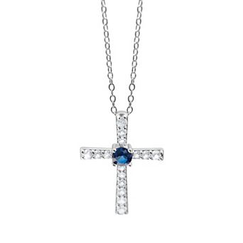 Gemstone Brilliance Lab Created Gemstone Cross Pendant Necklace