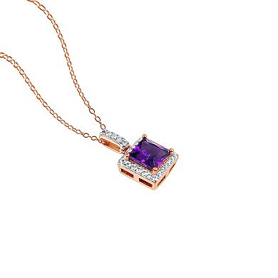 Gemstone Brilliance Lab Created Amethyst & White Sapphire Pendant Necklace