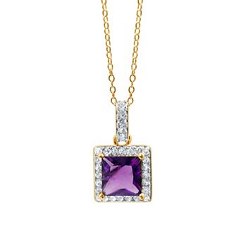 Gemstone Brilliance Lab Created Amethyst & White Sapphire Pendant Necklace