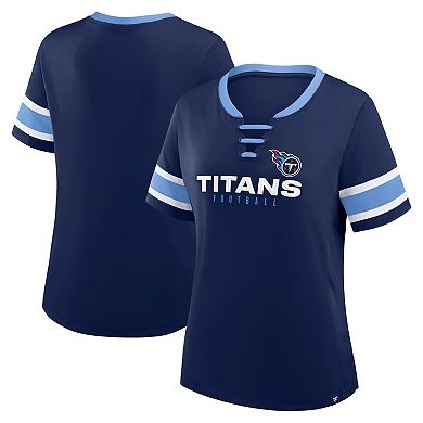Women's Fanatics Navy Tennessee Titans Redzone Draw Play Athena Lace-Up T-Shirt