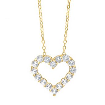 Gemstone Brilliance Lab Created White Sapphire Heart Pendant Necklace