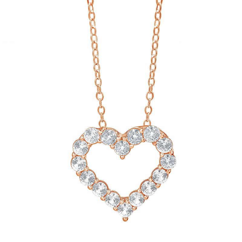 Gemstone Brilliance Lab Created White Sapphire Heart Pendant Necklace, Women's, 