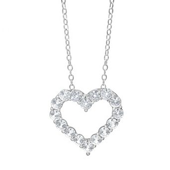 Gemstone Brilliance Lab Created White Sapphire Heart Pendant Necklace