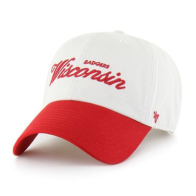 Men's '47 White Wisconsin Badgers Contemporary Basics Foundation Clean Up Adjustable Hat