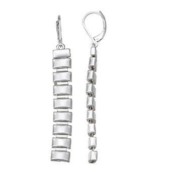 Nine West Silver Tone Linear Drop Earrings