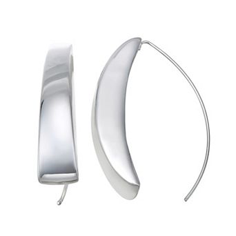 Nine West Silver Tone Bar Threader Earrings