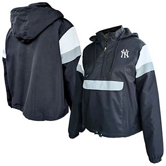 Women's Profile Black New York Yankees Plus Size Anorak Hoodie Quarter-Zip Pullover