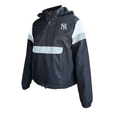 Women's Profile Black New York Yankees Plus Size Anorak Hoodie Quarter-Zip Pullover