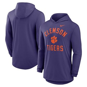 Men's Nike Purple Clemson Tigers Classic Arch Tri-Blend Performance Long Sleeve Hoodie T-Shirt