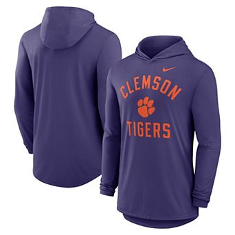 Men's Nike Purple Clemson Tigers Classic Arch Tri-Blend Performance Long Sleeve Hoodie T-Shirt