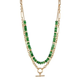 Nine West Gold Tone Multistrand Bead Necklace