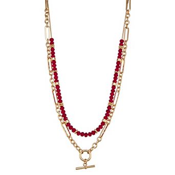 Nine West Gold Tone Multistrand Bead Necklace