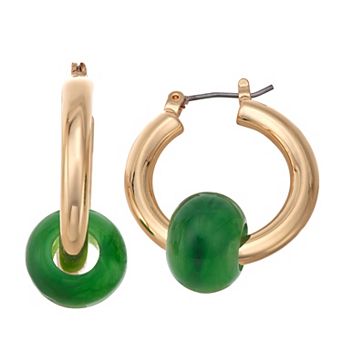 Nine West Gold-Tone Rondelle Bead Hoop Earrings