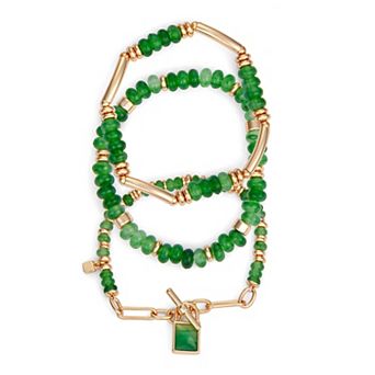 Nine West 3 pc Beaded Stretch Bracelet Set