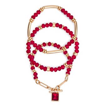 Nine West 3 pc Beaded Stretch Bracelet Set