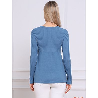 Women's Pullover Sweaters Long Sleeve Crew Neck Loose Fit Stretchy Knit Sweater Elegant Peplum Tops