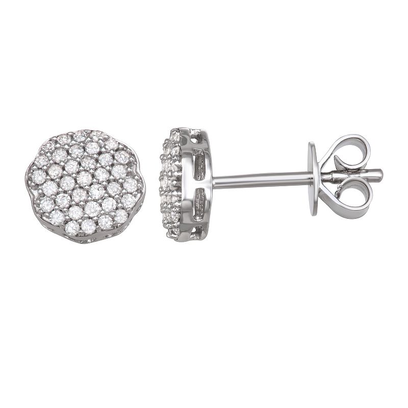 HDI 10k White Gold 1/4 Carat T.W. Diamond Pave Stud Earrings, Women's