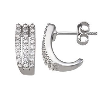 HDI Sterling Silver 1/5 Carat T.W. Diamond J-Hoop Earrings