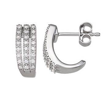 HDI Sterling Silver 1/5 Carat T.W. Diamond J-Hoop Earrings
