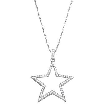HDI Sterling Silver 1/2 Carat T.W. Diamond Star Pendant Necklace