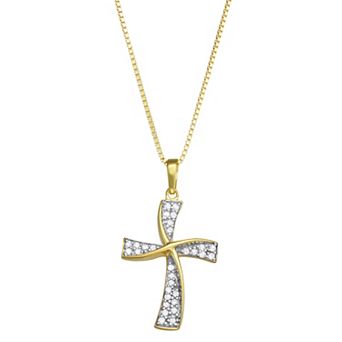 HDI Sterling Silver 1/4 Carat T.W. Diamond Cross Pendant Necklace