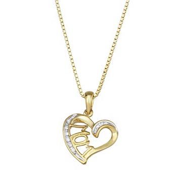HDI Sterling Silver 1/15 Carat T.W. Diamond Mom Heart Pendant Necklace