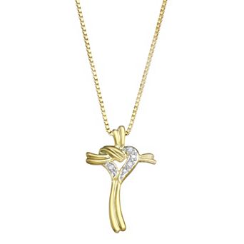 HDI Sterling Silver Diamond Accent Cross Pendant Necklace