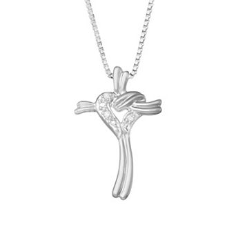 HDI Sterling Silver Diamond Accent Cross Pendant Necklace