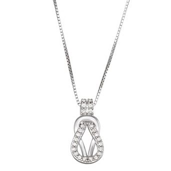 HDI Sterling Silver 1/8 Carat T.W. Diamond Love Knot Pendant Necklace