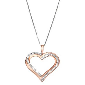 HDI Sterling Silver 1/6 Carat T.W. Diamond Heart Pendant Necklace