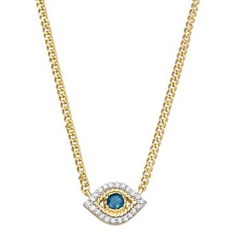 HDI Sterling Silver 1/6 Carat T.W. Colored Diamond Evil Eye Pendant Necklace