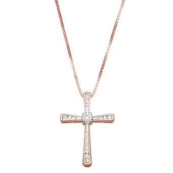 HDI Sterling Silver 1/5 Carat T.W. Diamond Cross Pendant Necklace