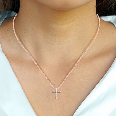 HDI Sterling Silver 1/5 Carat T.W. Diamond Cross Pendant Necklace
