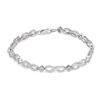 HDI Sterling Silver 1/10 Carat T.W. Diamond X&O Bracelet