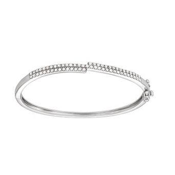 HDI Sterling Silver 1 Carat T.W. Diamond Bangle Bracelet