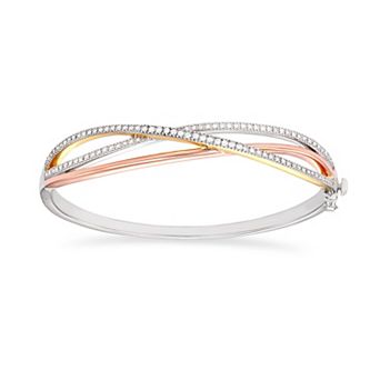 HDI Sterling Silver Two-Tone 1/2 Carat T.W. Diamond Bangle Bracelet