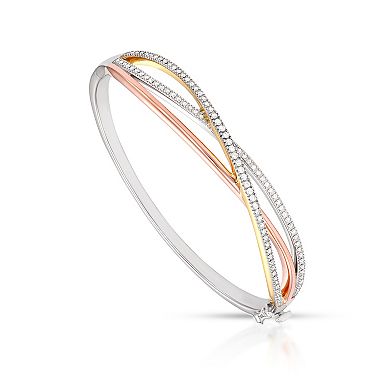 HDI Sterling Silver Two-Tone 1/2 Carat T.W. Diamond Bangle Bracelet