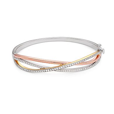 HDI Sterling Silver Two-Tone 1/2 Carat T.W. Diamond Bangle Bracelet