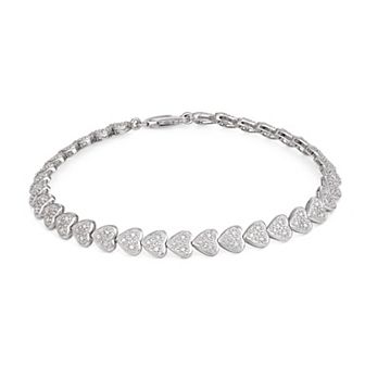 HDI Sterling Silver Heart Design 1/2 Carat T.W. Diamond Bracelet