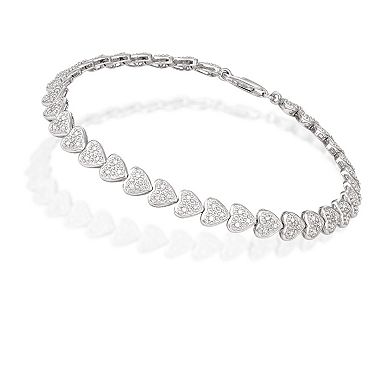 HDI Sterling Silver Heart Design 1/2 Carat T.W. Diamond Bracelet