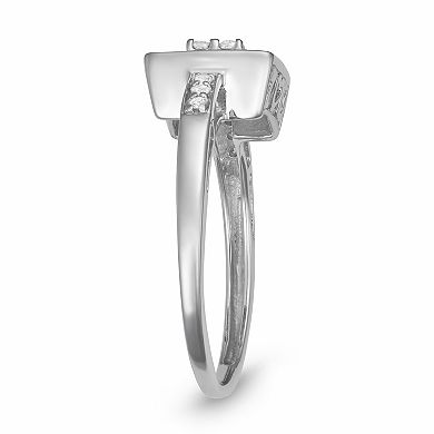 HDI Sterling Silver 1/3 Carat T.W. Diamond Square Halo Ring