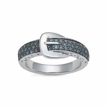 HDI Sterling Silver 1/2 Carat T.W. Colored Diamond Buckle Ring