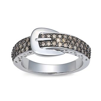 HDI Sterling Silver 1/2 Carat T.W. Colored Diamond Buckle Ring