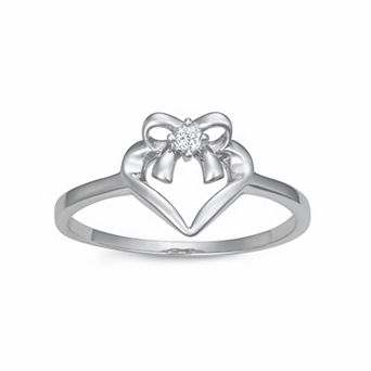 HDI Sterling Silver Heart & Bow Ring