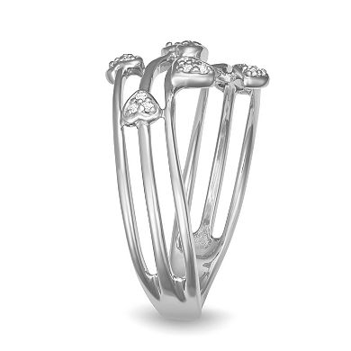 HDI Sterling Silver Diamond Accent Heart Bypass Ring