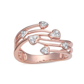 HDI Sterling Silver 1/12 Carat T.W. Diamond Heart Bypass Ring