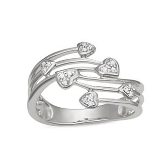 HDI Sterling Silver 1/12 Carat T.W. Diamond Heart Bypass Ring