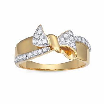 HDI Sterling Silver 1/6 Carat T.W. Diamond Bow Tie Ring