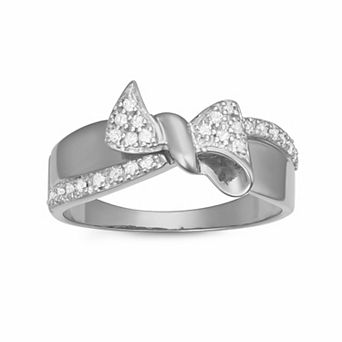 HDI Sterling Silver 1/6 Carat T.W. Diamond Bow Tie Ring